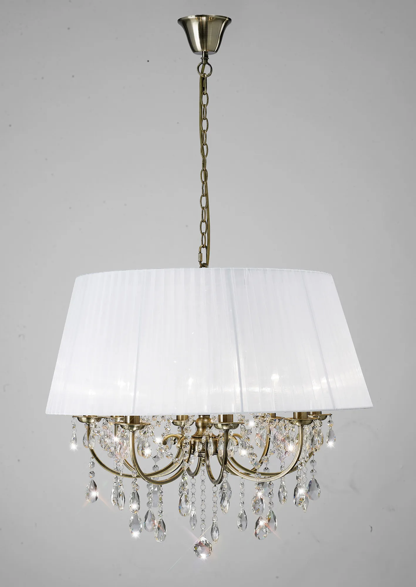 IL30057/WH  Olivia Crystal Pendant 8 Light Antique Brass